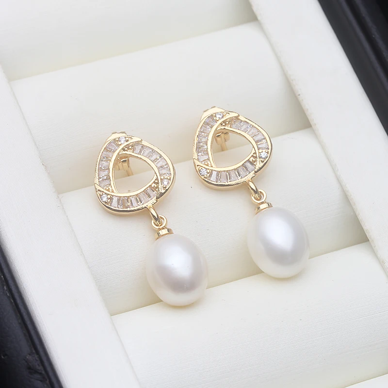 

wedding natural freshwater Trendy Silver 925 Pearl Earrings Wife Anniversary Gift Black Drop shipping