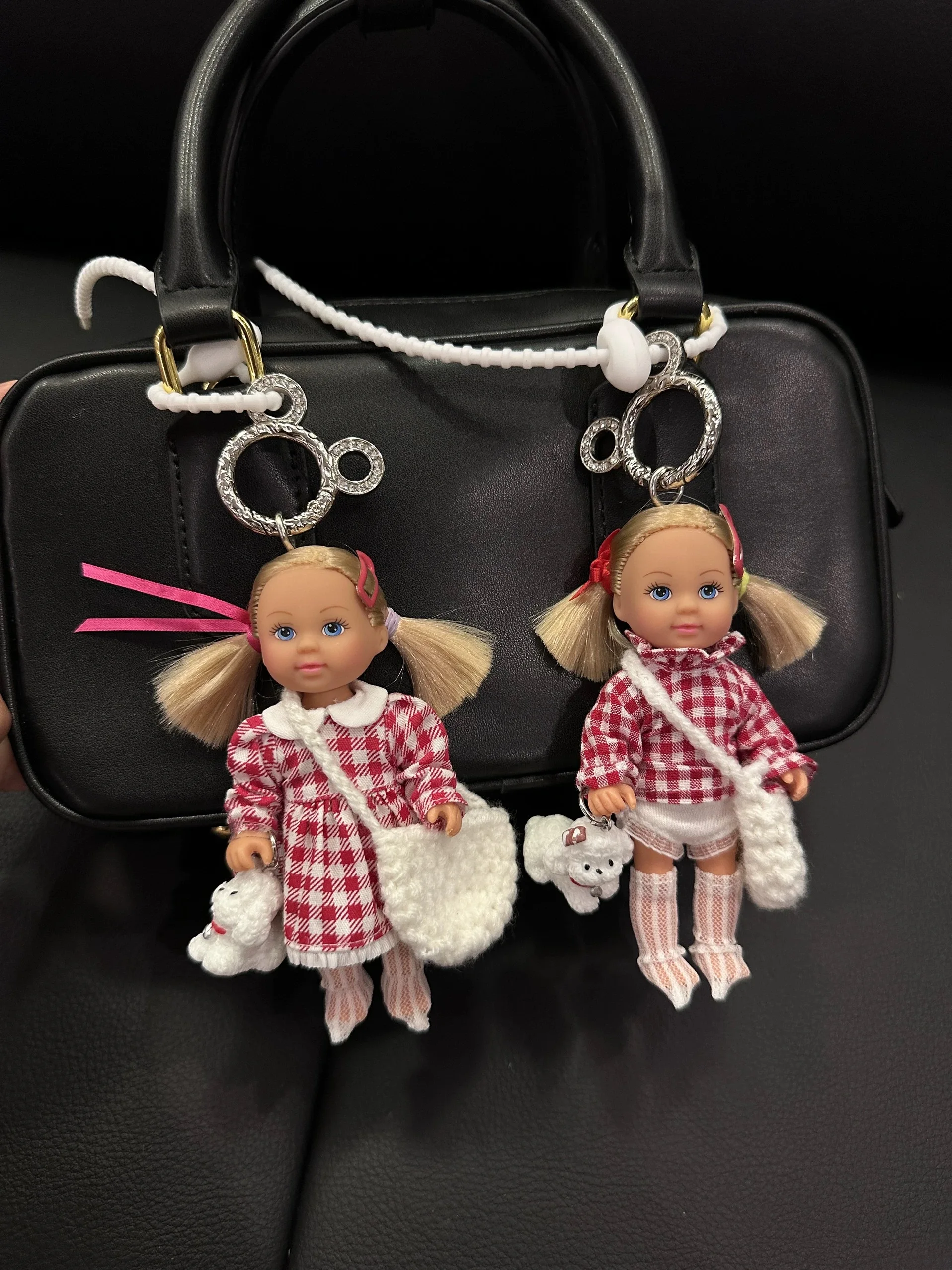 

Korean Version Luxury Small Fragrant Style Princess Doll Keyring 1/12 Cute Twin Ponytails Doll Bag Decor Pendant Birthday Gift