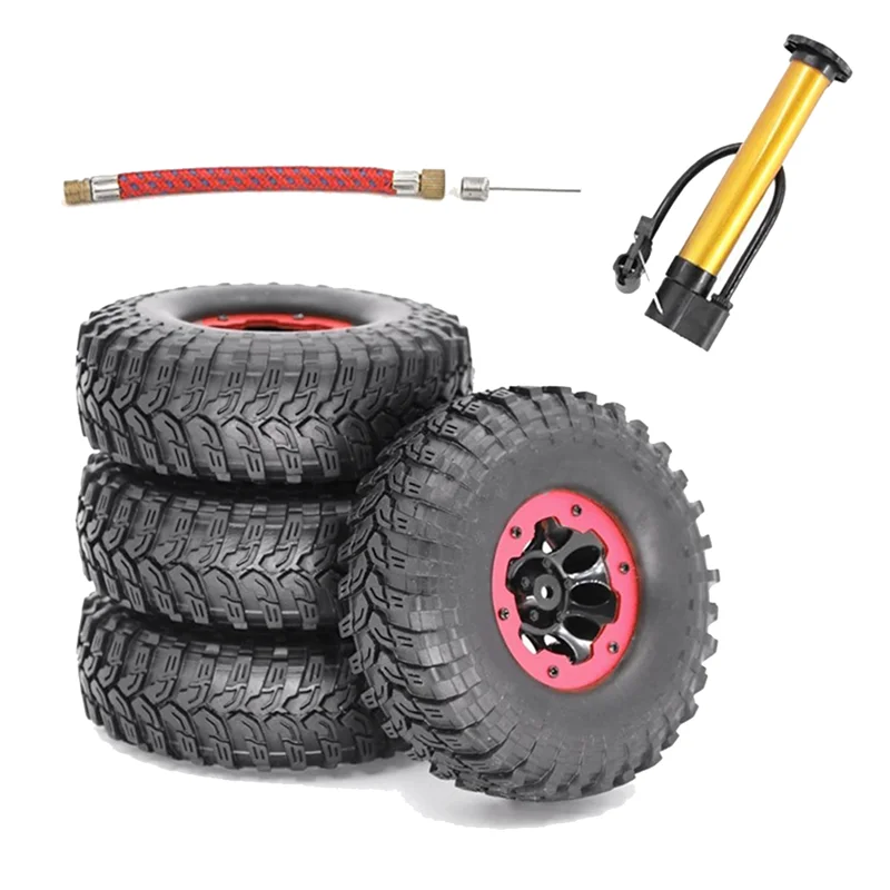 

4 PCS SCX10 AX10 Inflatable 114mm 1.9 Inch Pneumatic Beadlock Tire Wheel for 1/10 RC Crawler Truck Wraith SCX10,Black