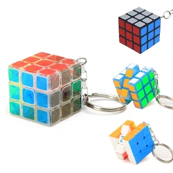 High Quality 3CM Plastic ABS Mini 3x3x3 Magic Cube Puzzle Stickers with Keychain Ring Opp Bag Packakge Toys Gift cubo