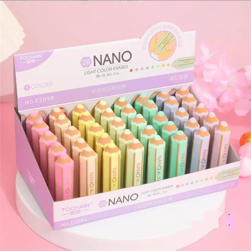 

24 pcs/lot Creative Pencil Modeling Eraser Cute Writing Drawing Rubber Pencil Eraser Stationery For Kids Gifts School Supplies