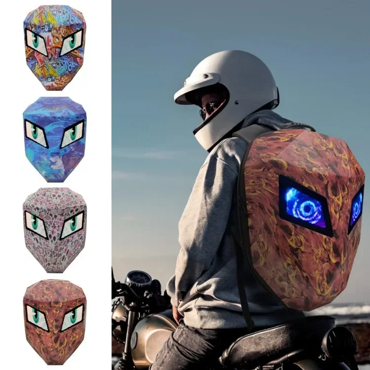 

Cool Motorcycle Backpack LED Helmet Sports Waterproof Men's Laptop Bag DIY Knight