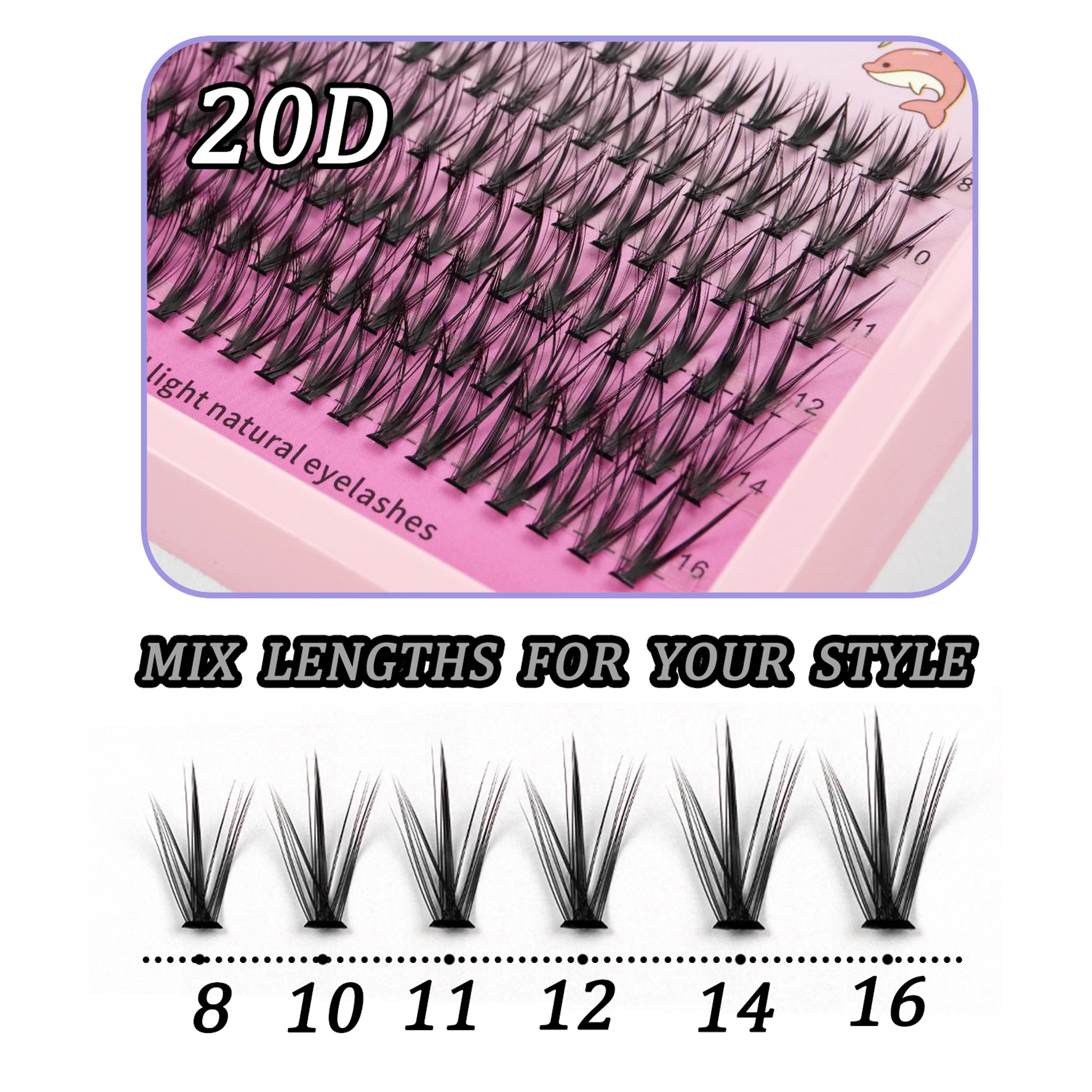 Wimpernbündel-Set, DIY-Wimpern, 8–15 mm, verlängertes Make-up, persönlicher Wimpernkleber + Verschlussschicht-Kleber + Wimpernpinzette