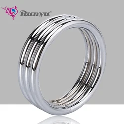 Runyu Stainless Steel Metal Sperm Locking Ring Scrotal Restraint Ejaculation Delay Ring Adult Sex Toys Penis Training Supplies