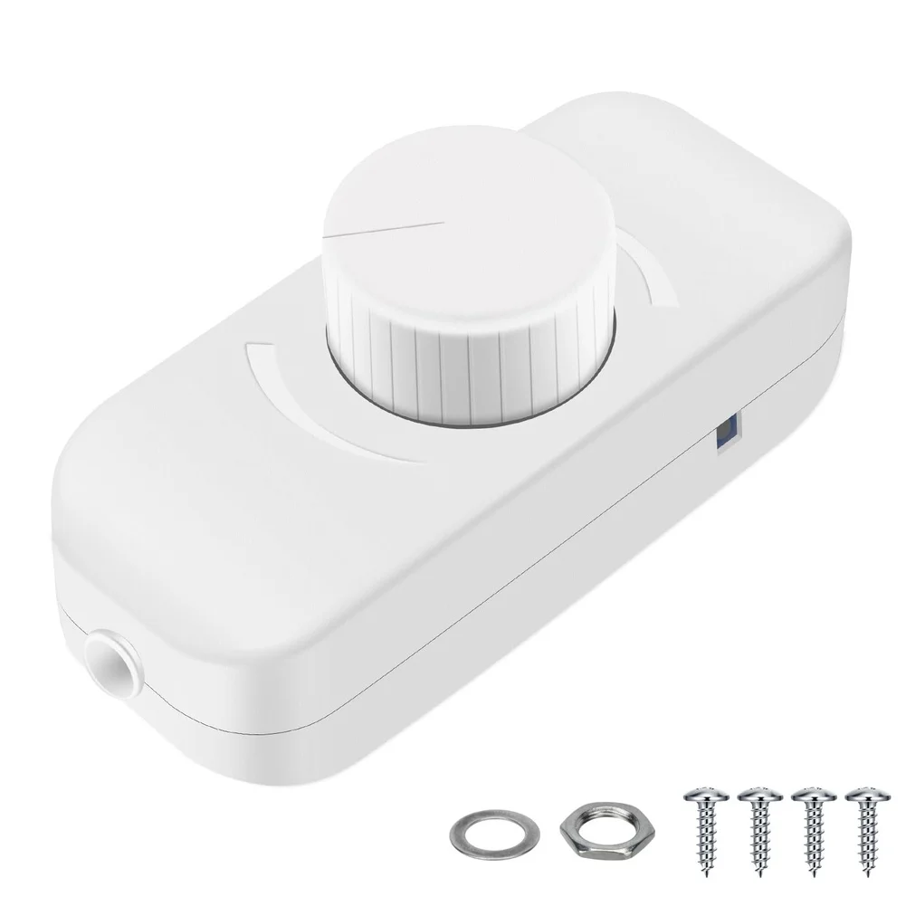 Rotary Dimmer Switch With Memory Function 220V-240V Noise-Free LED Inline Dimmer For Table Lamp And Incandescent Light Control