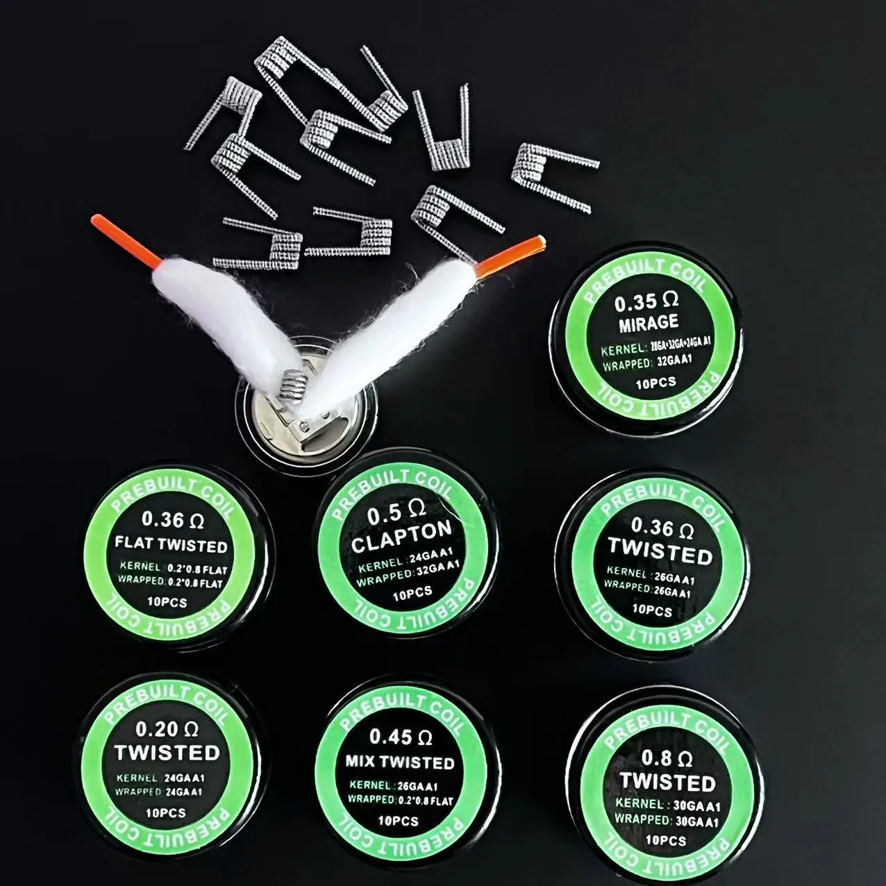 10/20/30 PCS A1 Flat Twisted Wire Fused Clapton Coils Premade Wrap Alien Mix Quad Tiger Coils Heating Resistance Coil Tool Parts