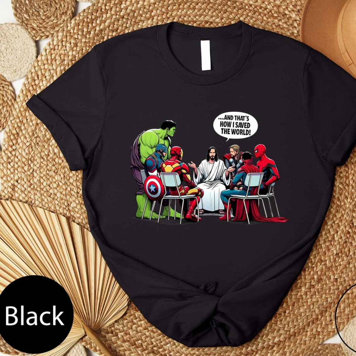 Camiseta Engraçada de Heróis Religiosos com Estampa de Jesus 'Assim Eu Salvei o Mundo' Blusas de Manga Curta Novidade para Mulheres e Homens