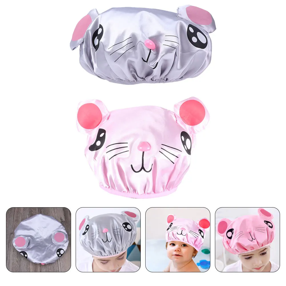 2 قطعة قبعة استحمام للأطفال لينة البوليستر Peva الاستحمام قبعة مرونة صالح قابلة لإعادة الاستخدام غطاء للشعر للأطفال قبعة استحمام قابلة لإعادة الاستخدام قبعات للأطفال #1