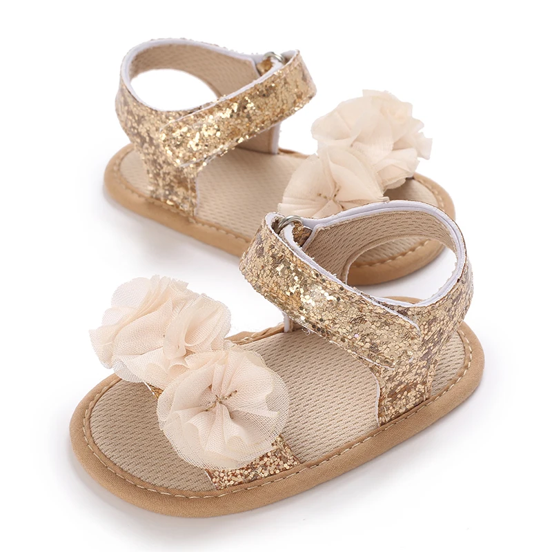 Sandales à paillettes pour bébés filles de 0 à 18 mois, chaussures de princesse d'été douces et confortables, pour la marche
