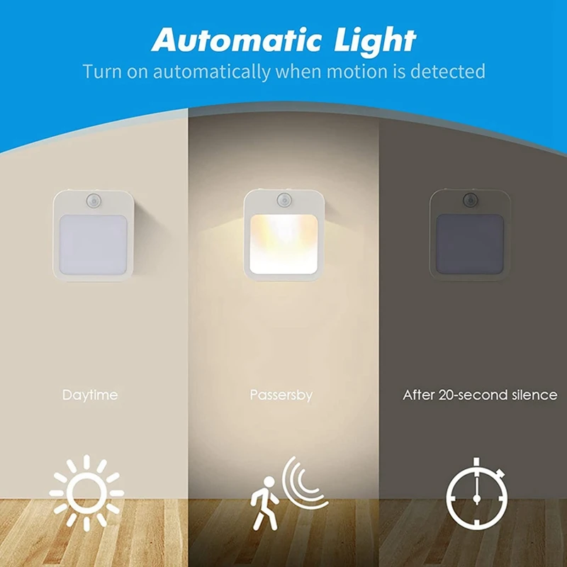 Lampu Malam LED Sensor Gerak Lampu Malam Anak-anak Lampu Malam LED Pintar untuk Meja Samping Tempat Tidur Kamar Tidur Dekat Steker UE-AT64