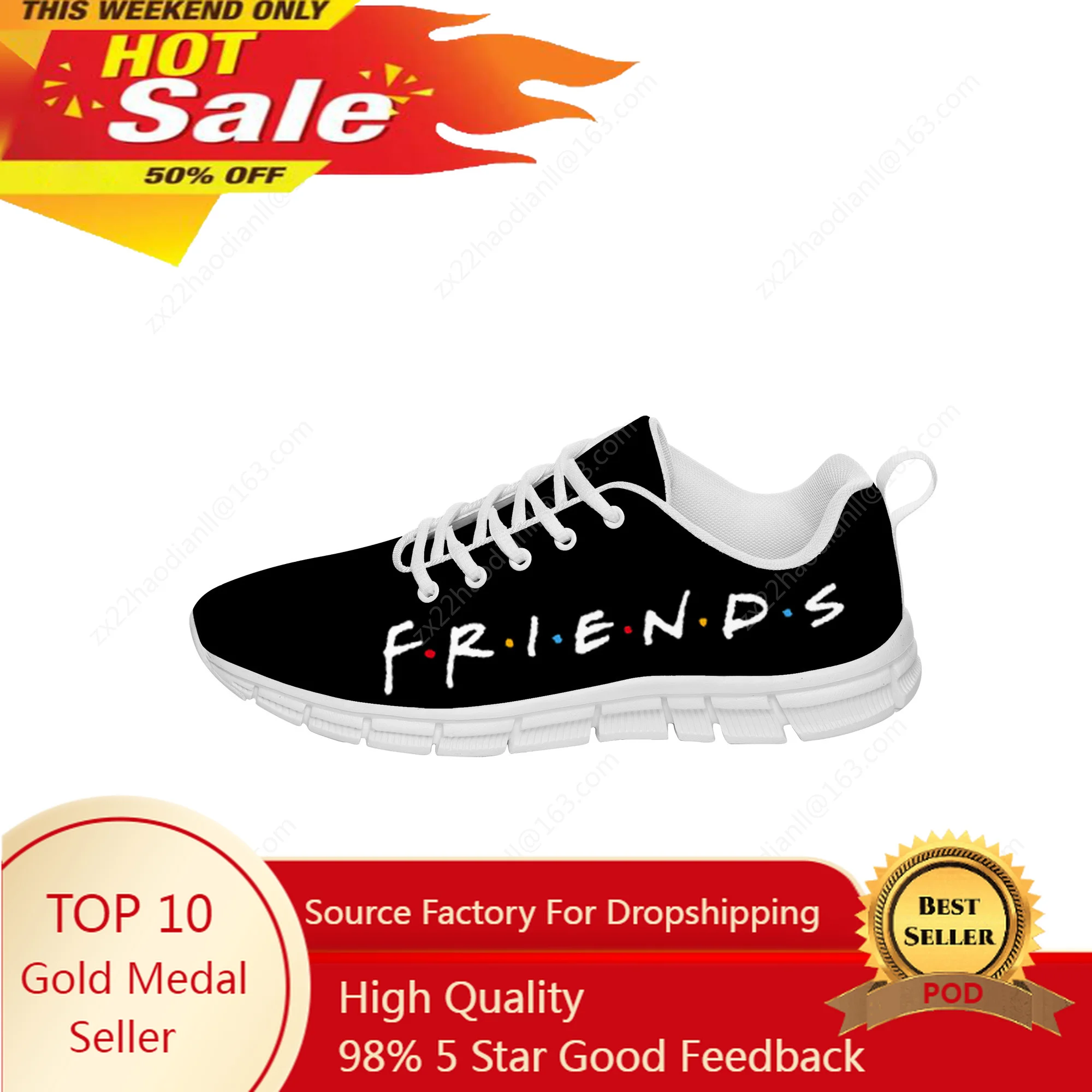 Friends Low Top Sneakers Mens Womens Teenager Tv Show Casual Shoes Canvas Cloth Shoes 3D Print Breathable Lightweight shoe White