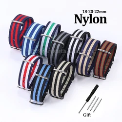 20mm 22mm Braided Nylon Watch Band for Seiko for Tudor Canvas Wrist Band Universal Bracelet Replacement Men Women Watch Band