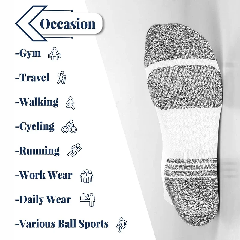 5 Paar Performance Athletic Knöchelsocken für Damen und Herren, Knöchelstütze, niedrig geschnittene, weiche Tab-Marathon-Lauf-Kompressionssocken – Detail 3