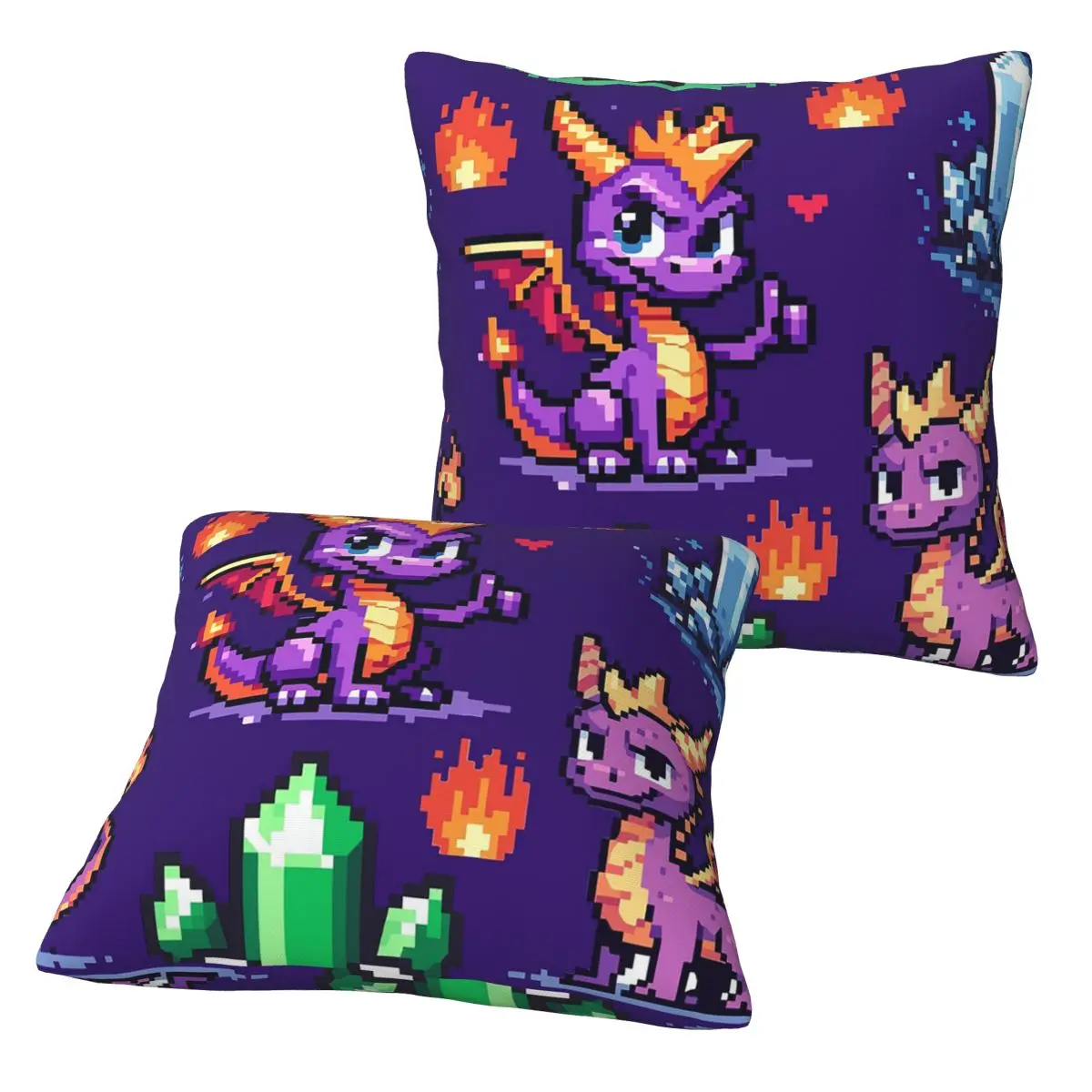 Fan Art - Spyro Pixel 2 pcs Square Pillowcase Pillow Cover Cushion Zip Decorative Comfort Throw Pillow for Home Car