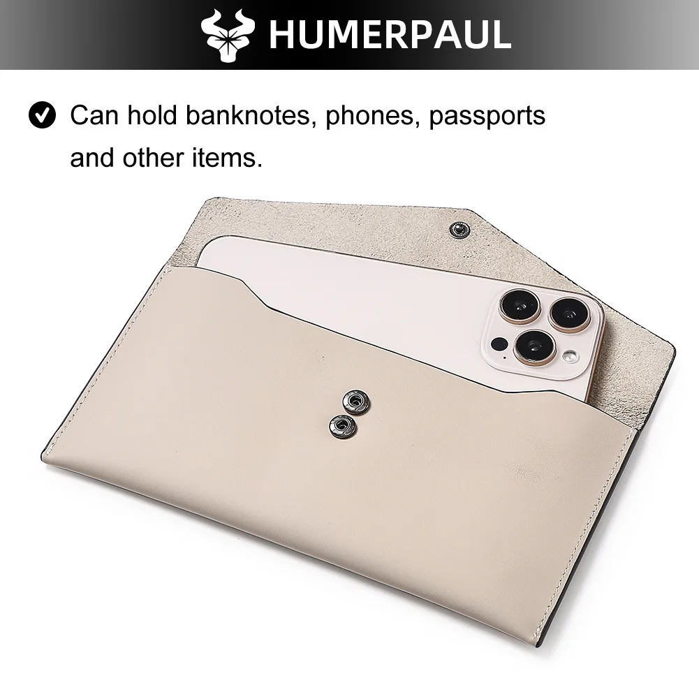 جواز سفر من الجلد الطبيعي بلون خالص، أوراق نقدية كبيرة الحجم، محفظة، مغلف، حامل بطاقة عمل، قابض #3