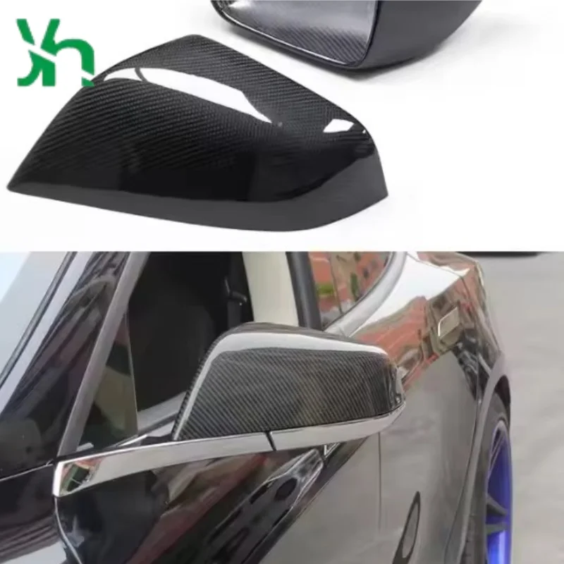 テスラ モデルS (2014-2020)用 ドライCF接着剤 2ピース カーボンファイバー レンズカバー トリム