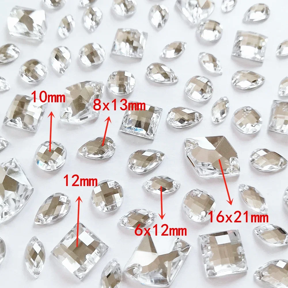 MIX 370pcs Silver Sew-On Loose Beads Crystals Stones Rhinestones Sewing Diy For Clothes Wedding Patches Costumes Decorations