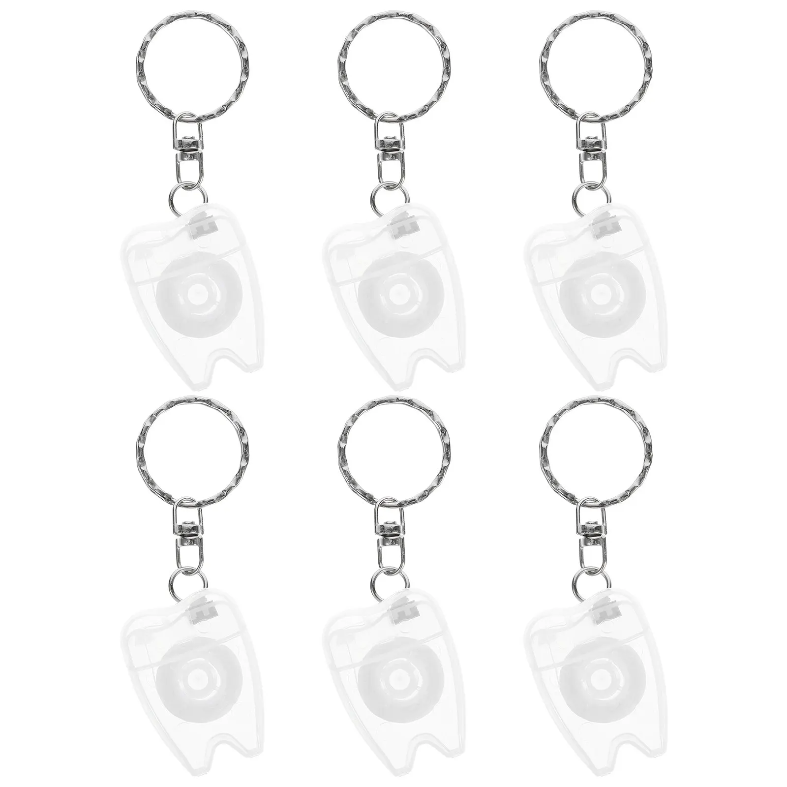 6Pcs Keychain Dental Floss Bulk Pack Easy Grip Dispenser for Health Stain Prevention Oral Cleaning