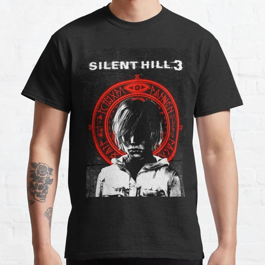 

Retro scary game Silent Hill 3 Heather Horror Movie Game graphic t shirts For men Harajuku Printed large size tops 100% cotton