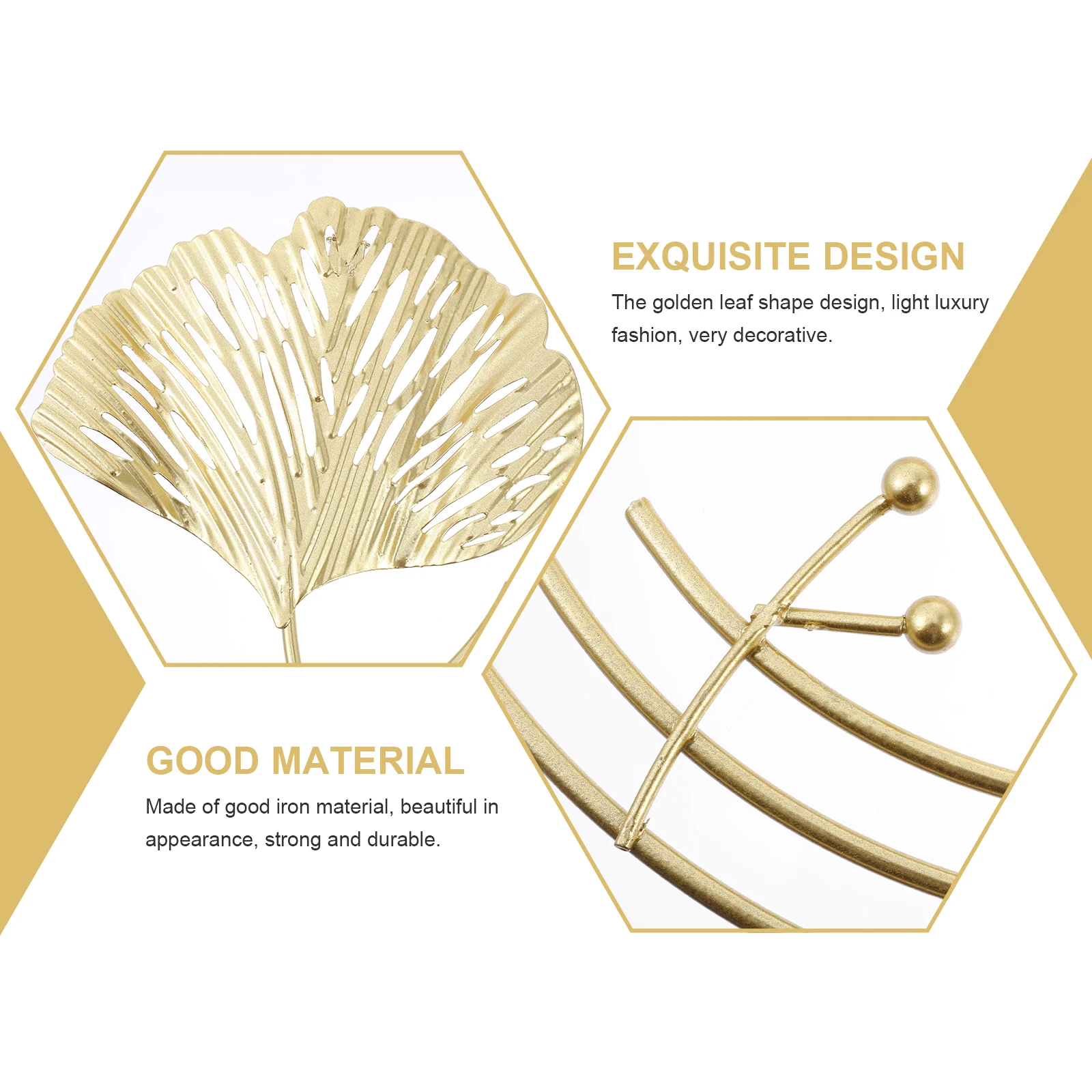 

Golden Metal Leaf Wall Decor 3D Iron Art Ornament Home Garden Living Room Bedroom Decoration Delicate Leaf Adornment Exquisite