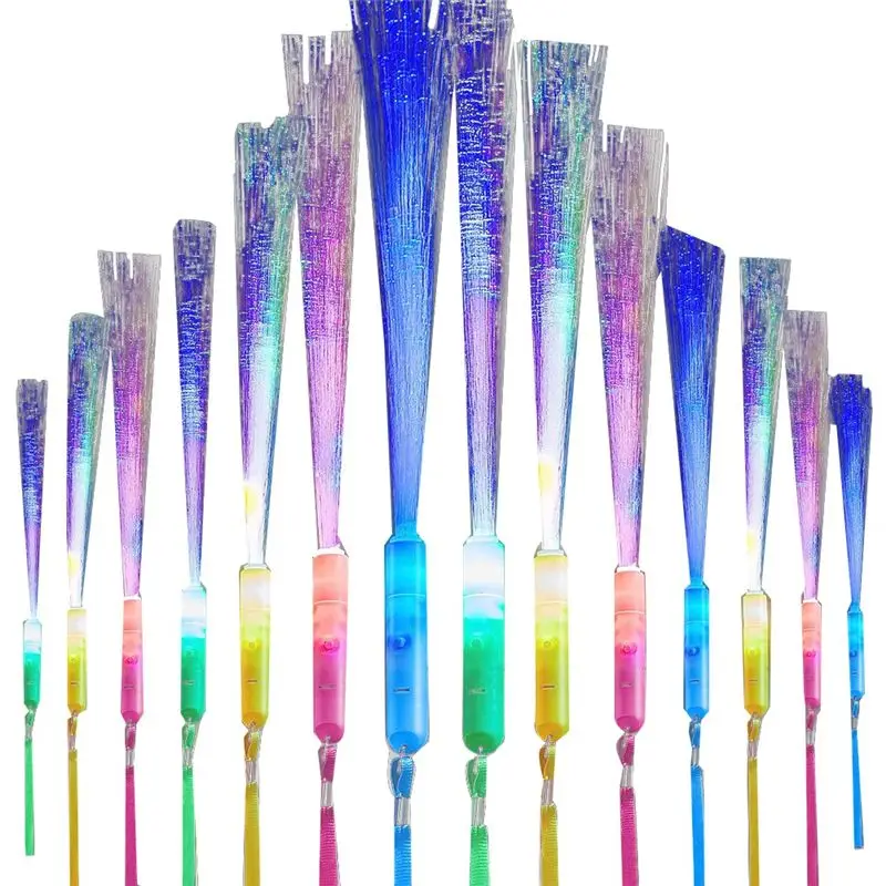 A32I 24 PCS Glow Fiber Wands Sticks LED Light Wand Fiber Optic Wands Flashing Sticks for Party Wedding Halloween Christmas