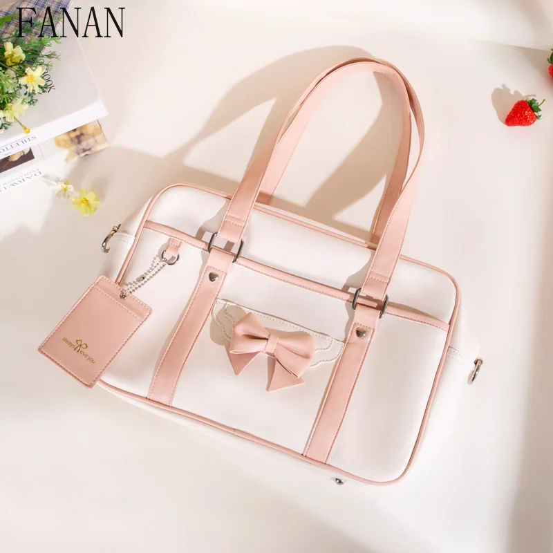

Top-Handle Bags 2025 New School Bag JK Bowknot Sweet Cartoon Shoulder Hand Held Oblique Cross Uniform Women's Handbags