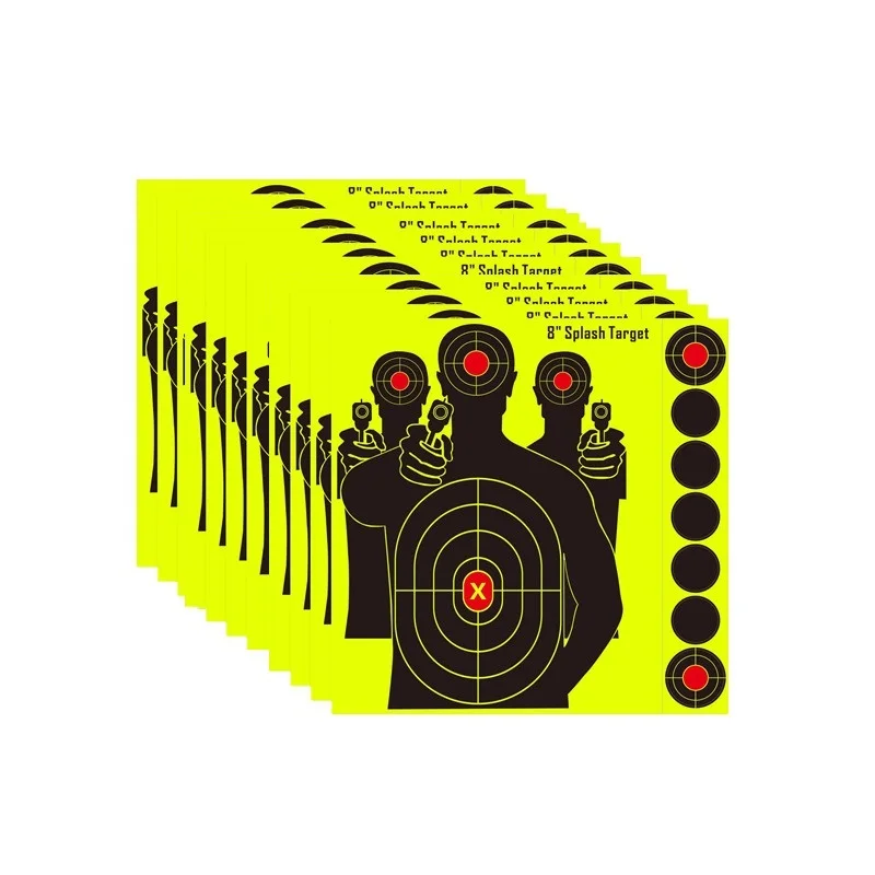 10Pcs 8 Inch Round Fluorescent Splatter Shooting Target Stickers Digital Ring Target Labels for Shooting Practice Training