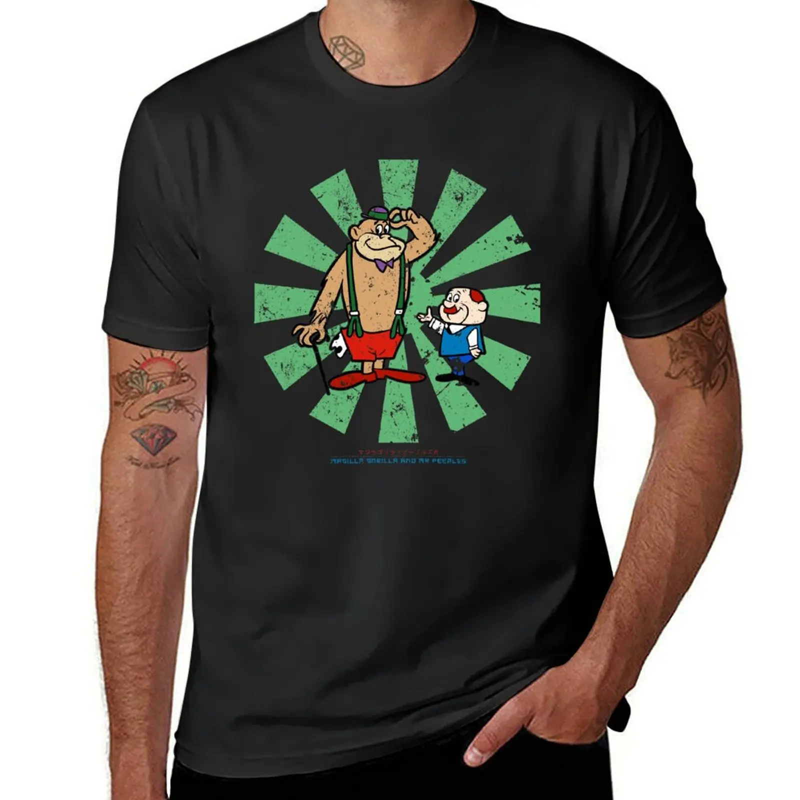 Magilla Gorilla And Mr Peebles Retro Japanese T-Shirt blanks tops heavyweights tshirts for men