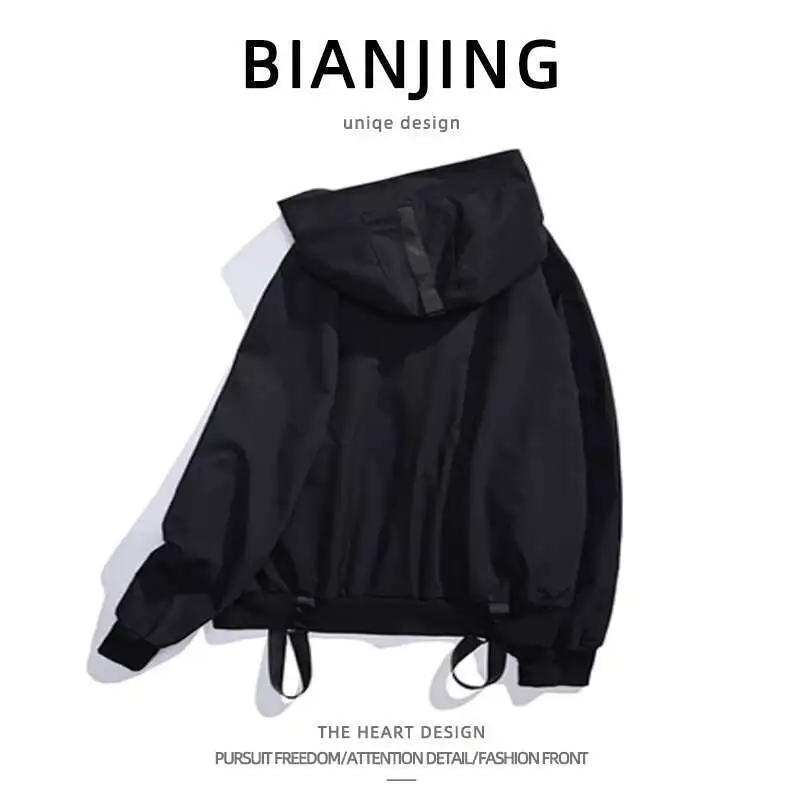 Spring And Autumn Dark Style Gothick Brand Cargo Jacket For Men, Loose High Street Hoodie, Drifting Jacket, Flying