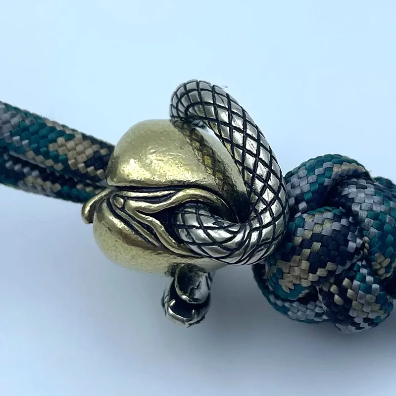 Brass Desire Snake Female Genitalia Apple Figurines EDC Outdoor Paracord Beads Umbrella Rope Woven Lanyard Key Chain Pendants