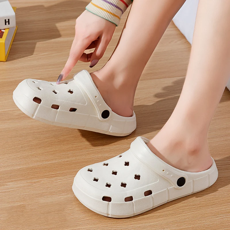 Women Waterproof Slippers Summer Outdoor Women Slides EVA Soft Sole Garden Shoes Indoor Solid Colored Slippers Holes Shoes