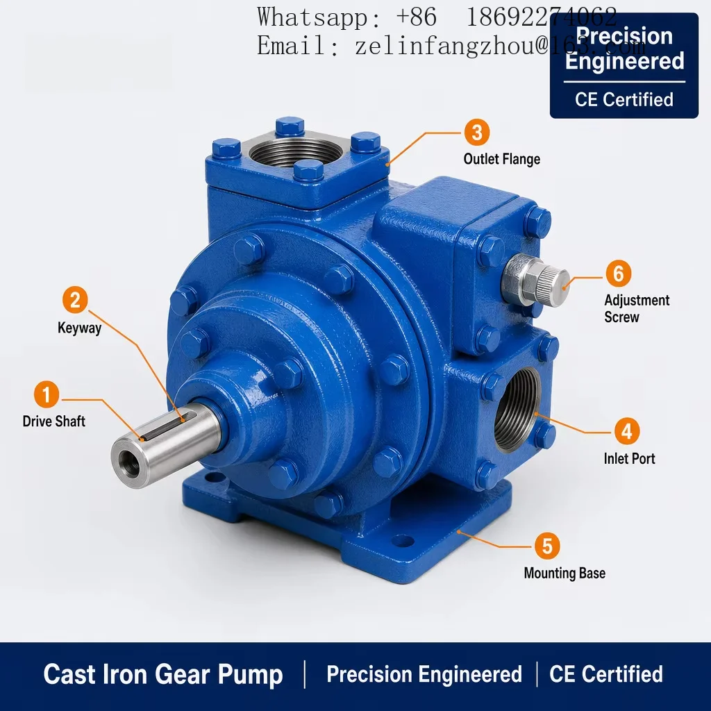 Cast Iron YB-50 Electric Gear Pump Low Pressure Keyed Shaft Threaded Top Ports 4 Bolt Flange Relief Valve Heavy Duty