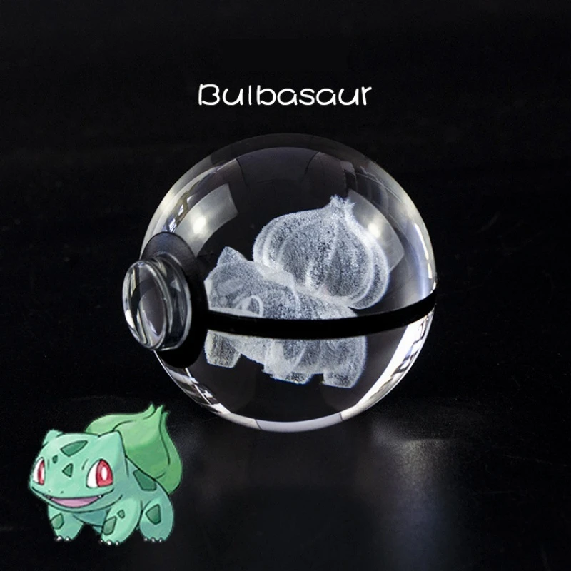 Bandai bola de cristal Goblin Mewtwo, Pikachu Gengar, Bola de Pokémon, figura de Pokeball, luz nocturna, lámpara LED, Base de regalo, 5cm