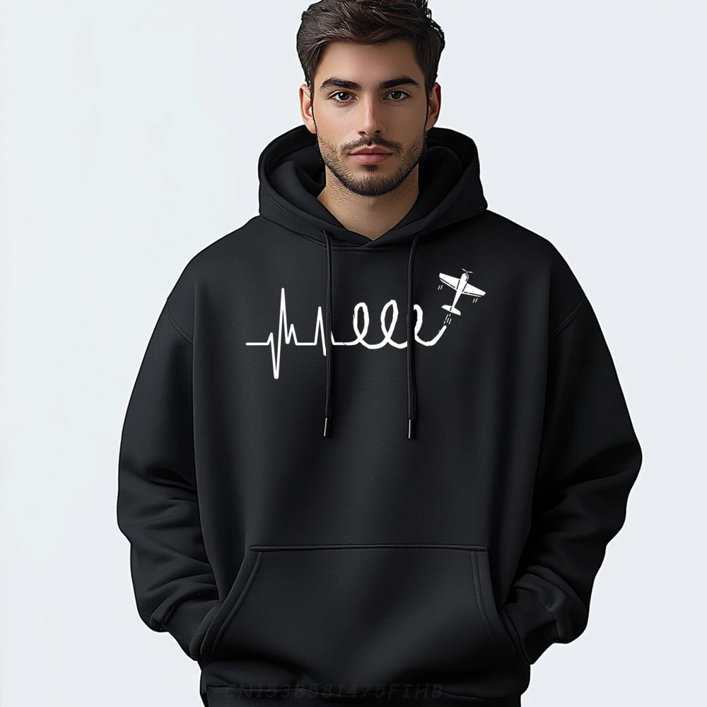 

Aerobatic Airplane Heartbeat EKG Funny Pilot Aviation Cream Hoodies Long Sleeve Tee