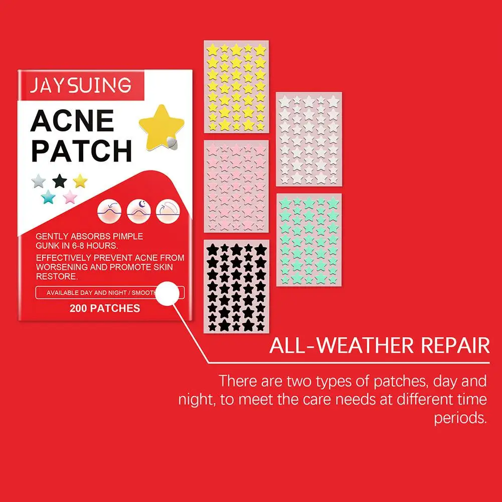 200pcs Star PE Pimple Patch Acne Invisible Acne Removal Stickers Originality Concealer Face Spot Beauty Skin Care Makeup Tools