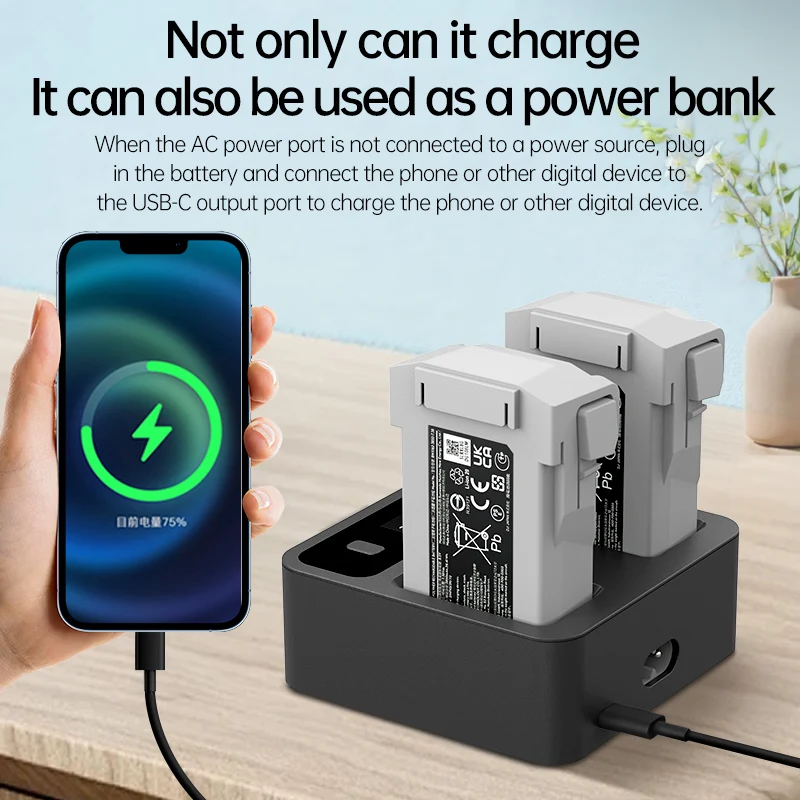 For DJI Mini 3/3Pro/4Pro Drone Battery Fast Charger Hub Two-way Intelligent Digital Display Screen Charging Butler Accessories