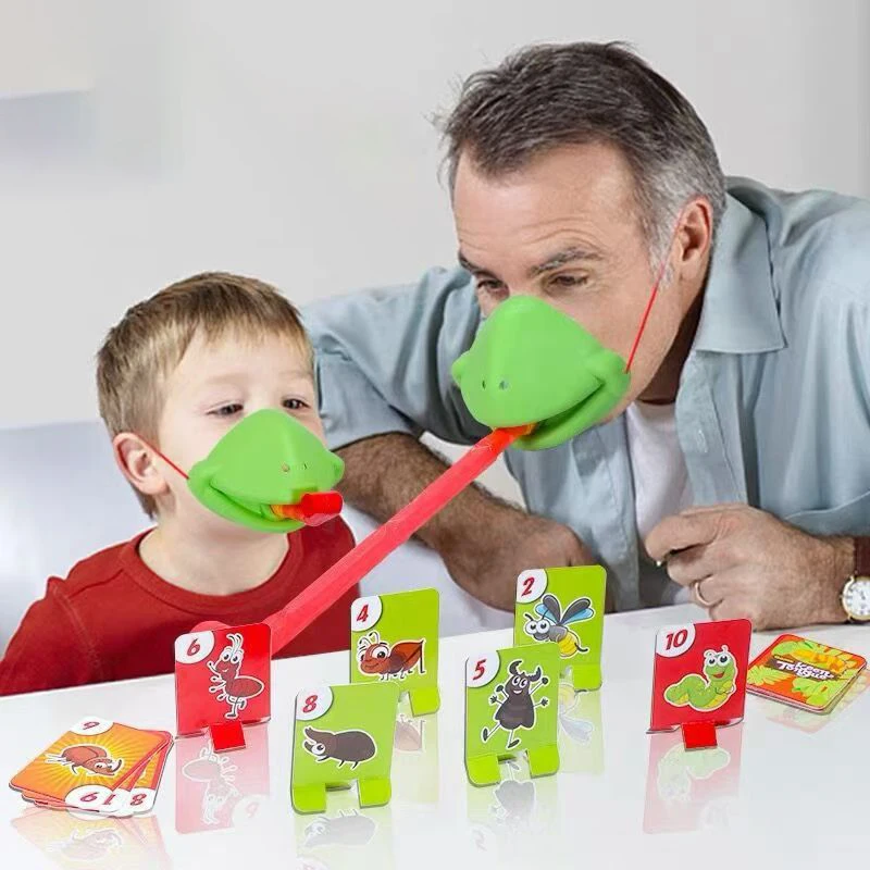 Masque de lézard grenouille, cartes à lécher la langue, jeux de société pour anti-stress, jeu de Puzzle de bureau amusant, jouets de fête en famille pour enfants