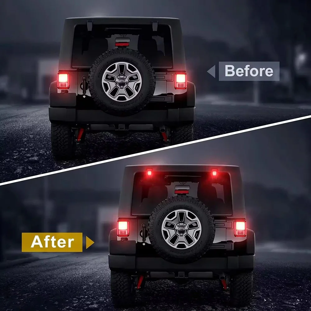 Lantsun J381 Rear Window Tailgate Hinge Cover ABS LED Lights Glass Tail Light for Jeep for Wrangler JK07-17