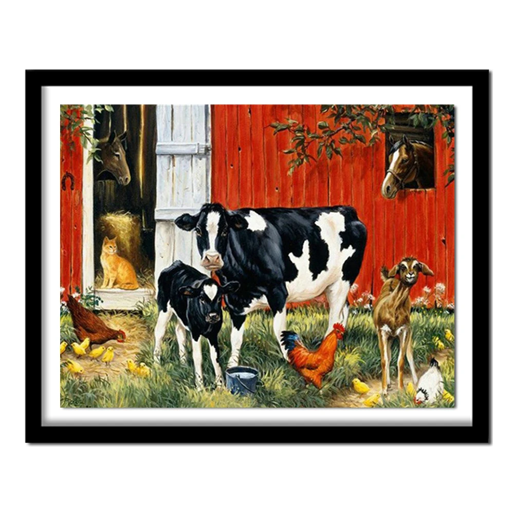 Diamond Embroidery 5D DIY Diamond Painting Cow &Cock &Horse &Cat Diamond Painting Cross Stitch Rhinestone Decoration CJ649