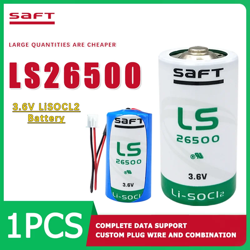 

SAFT LS26500 Lithium Battery 3.6V Flowmeter Industrial Control PLC Programming Ventilator 2 Battery Type C