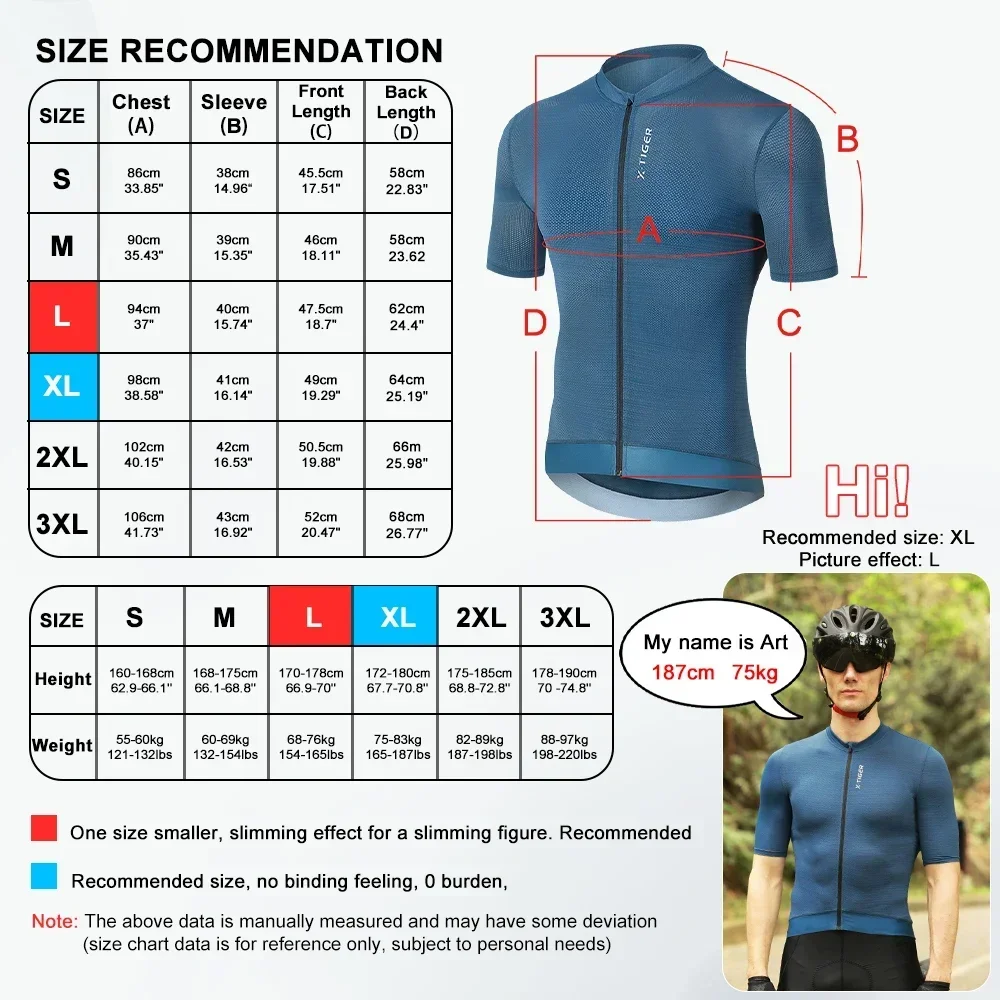 X-TIGER Cycling Jersey Slim Fit Fashion Adult Bike Jerseys Man High Quality Breathable Cycling Shirt Summer Outdoor Sports