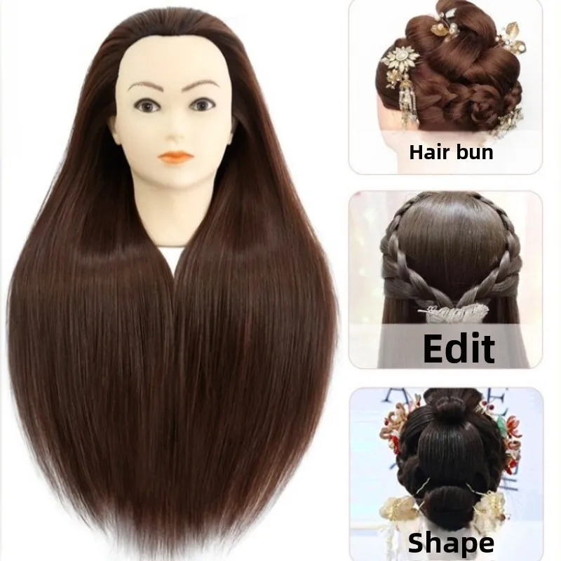 

Манекен-голова из 100% термостойкого волокна для тренировок по макияжу, плетению и укладке волос, модель для практики для начинающих парикмахеров