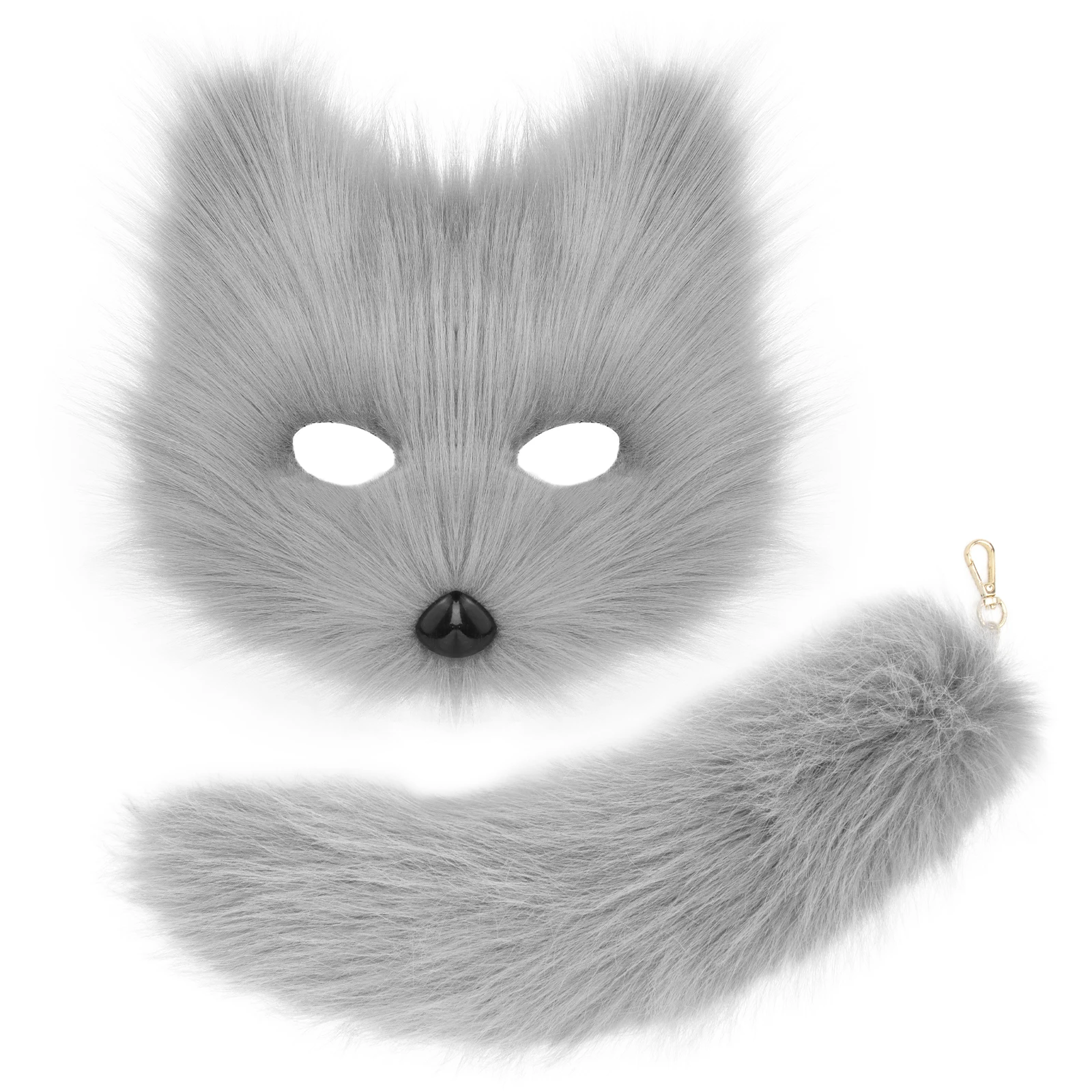 Pelzige Kunstpelz Fuchs Katze Masken Plüsch Schlüsselanhänger Tierschwanz Cosplay Party Kostüm Requisiten – Detail 7