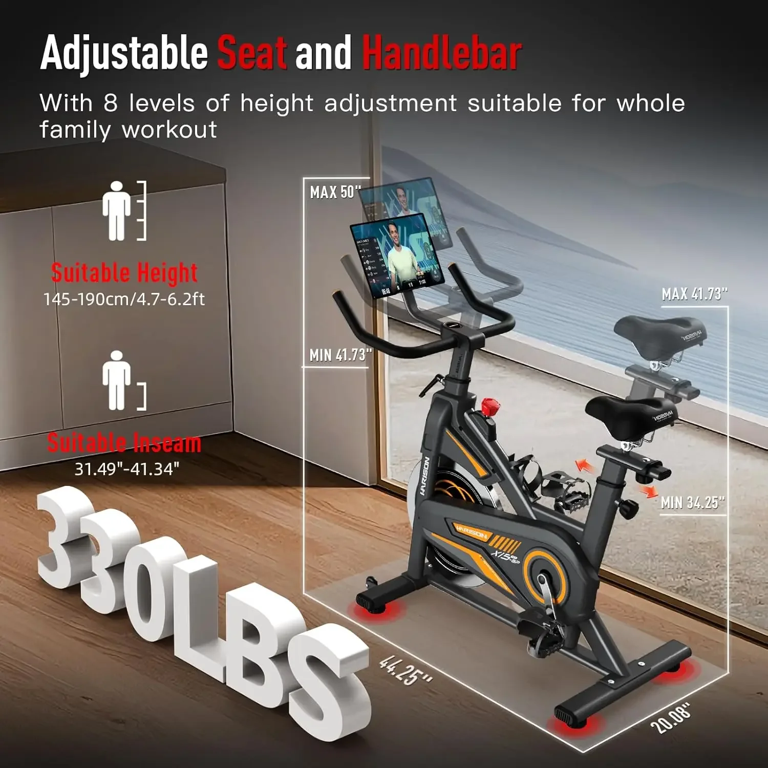 

Magnetic/Brake Pad Exercise Bike with Bluetooth, Stationary Bikes for Home with Tablet Holder & Comfortable Seat Cushion