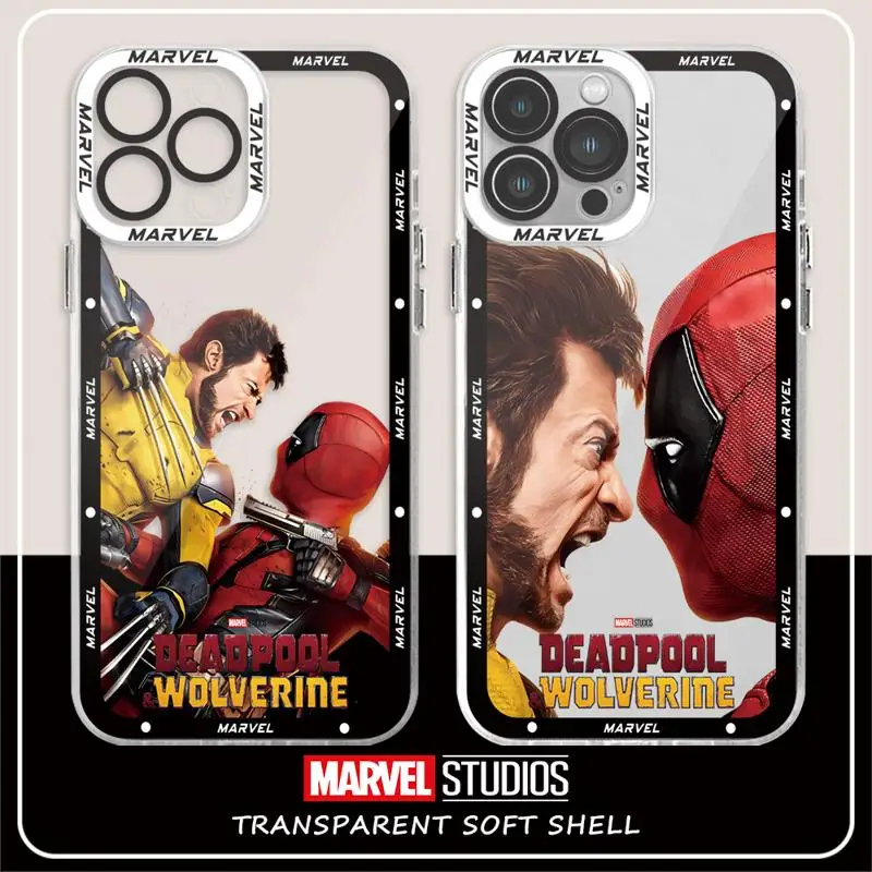 Marvel Deadpool And Wolverine Cover Phone Case for iPhone13 Pro Max SE 8 7 Plus XR 14 15 Pro Max 11 12 Mini XS Max Clear Soft