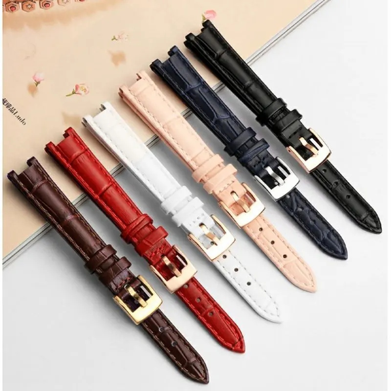 Ladies watch strap for Tissot Kerry Little Beauty series T126.010 genuine leather watch with butterfly buckle chain 12mm 14mm