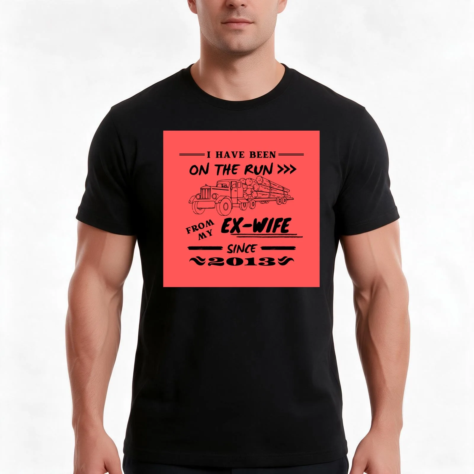 I Have Been on the Run (black on coral) T-Shirt, Summer Casual Cotton Tee, Oversized Streetwear Tops, Vintage Graphic Print