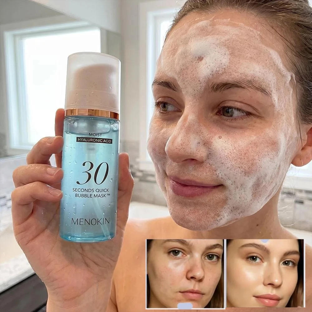 MENOKIN 30‑Seconds Quick‑Bubble‑Mask With Hyaluronic Acid Niacinamide Collagen For  Moisturizes Soothes Tightening Brightening