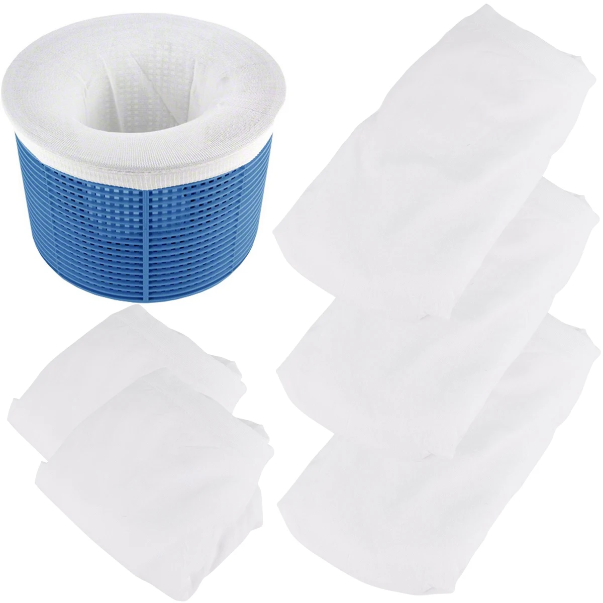 

5 Pcs Pool Filter Socks Fine Mesh Skimmer Net Reusable Durable Elastic White Clean Tools Leaf Hair Debris Supplies