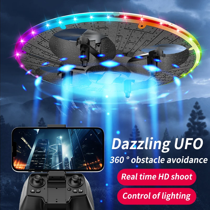 폼 UFO UAV 조명 RC 드론 어린이 장난감, HD 카메라, 장애물 회피 리모컨 드론, 쿼드콥터 항공기, 헤드리스 모드